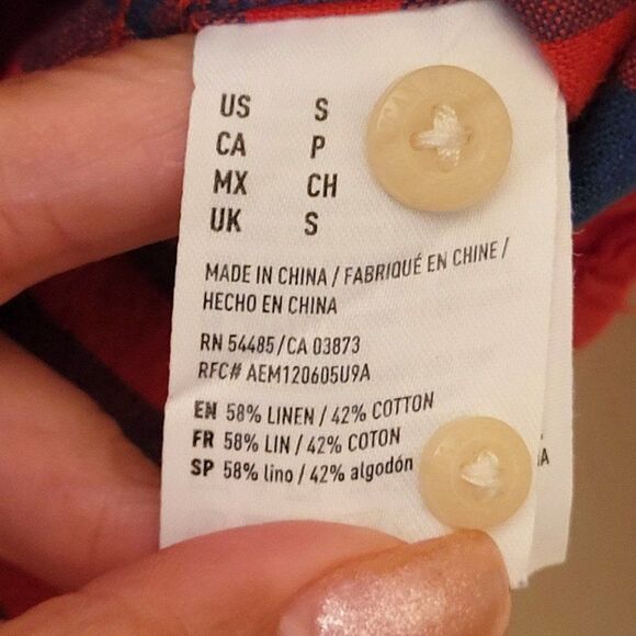 American Eagle Mens Shirt Red S  Button Up Super Soft Plaid Flannel - Picture 3 of 7